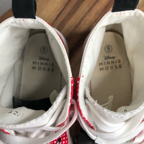 Minnie Mouse High Top Girls‎ Size 5 Ground Up Red and White Polka Dot Disney - Picture 8 of 9